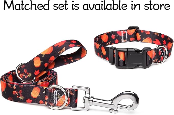 Adjustable Dog Collar with Patterns, Ultra Comfy Soft Nylon Breathable Pet Collar for Small Medium Large Dogs (S, Pumpkin)