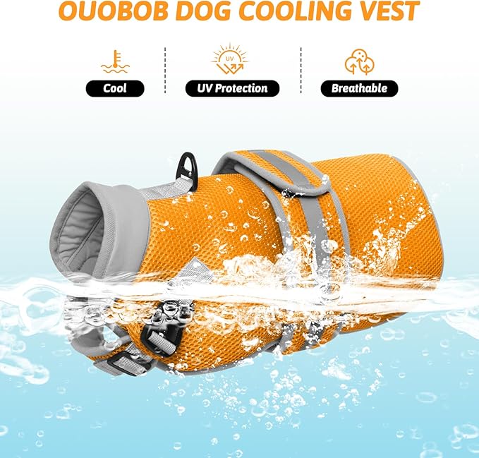 Dog Cooling Vest for Medium Dogs,Lightweight Cooling Dog Jacket,Breathable Mesh Dogs Shirt Harness Vest with Adjustable Straps Reflective Stripe for Hot Weather with D-Ring for Beach,Hiking,M