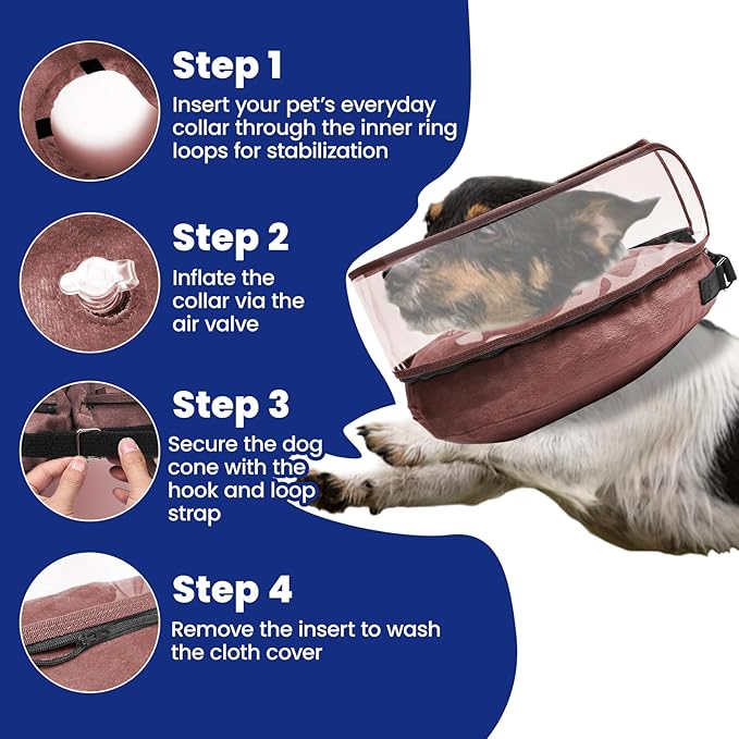 BARKLESS Dog Cone, Inflatable Dog Cone After Surgery for Small Medium Large Breeds, Soft Surgery Collar with Enhanced Anti-Licking Guard Shield for Pets, Protective Donut Collar
