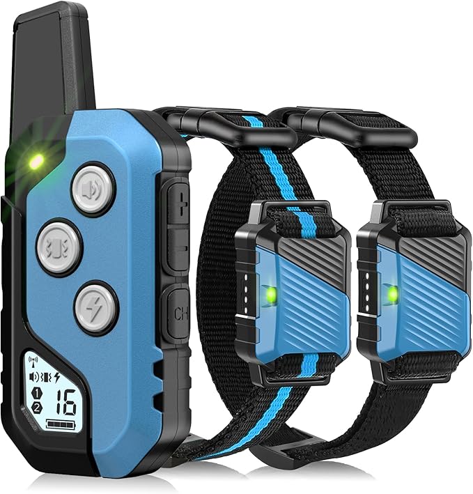 Shock Collar for Dogs, Dog Training Collar with Remote Control for 2 Dogs, 3 Training Modes with Beep, Vibration and Satic, Waterproof, Rechargeable E Collar for Large Medium Small