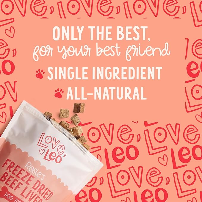 Love Leo Freeze Dried Beef Liver Dog Treats (2 Pack) – Single Ingredient - Without Additives and Fillers – All-Natural Grain Free Dried Liver Dog Treats for Training