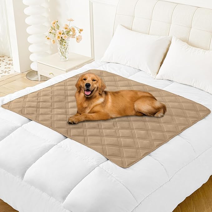 Smiry Waterproof Dog Bed Cover Blanket 40x50, Soft Reversible Pet Blanket, Washable Leakproof Cats Dogs Couch Cover for Sofa, Couch, Furniture, Camel/Beige
