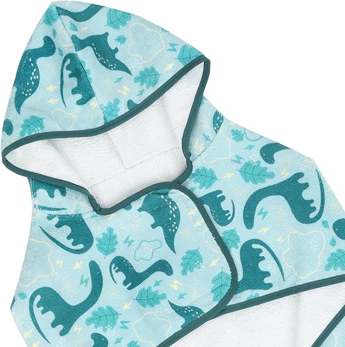 HDE Dog Bathrobe Super Absorbent Quick Drying Towel with Hood for All Dog Breeds Sizes S-XXL - Dinosaurs - S