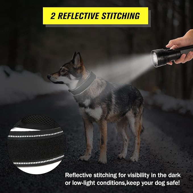 Tactical Dog Collar with Handle - Military Adjustable Dog Training Collar Soft Nylon and Heavy Duty Metal Buckle for Medium Large Dogs - with Patch (Black with Patch, Large)