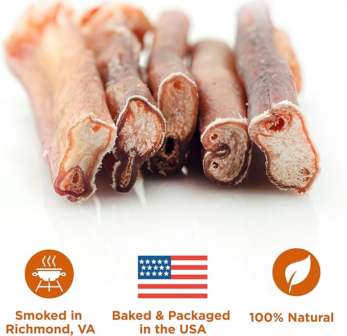 Best Bully Sticks Hickory Smoked Thick 6 Inch Bully Sticks - 5 Count (Pack of 1) - Natural, Grain and Odor-Free, Smoky Aroma, No Additives, Grass-Fed