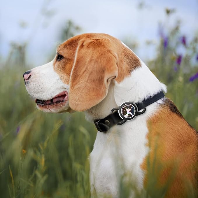 Waterproof Airtag Dog Collar Holder, Silicone & ABS Airtag Holder for Dog & Cat Collars, Ultra-Durable, Lightweight and Protective Airtag Case (Black-1, Small)