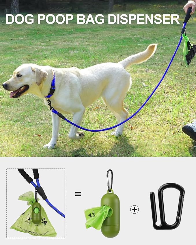 Joytale Reflective Dog Leash, Heavy Duty Nylon Rope with Poop Bag Holder, Highly Reflective Threads Leashes for Medium Large Dogs, Navyblue, 6'×1/2''