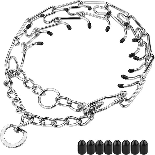 Prong Collars for Dogs, No Pull Dog Collar, Dog Training Collar for Large Medium Small Dogs, Stainless Steel Adjustable with Comfort Rubber Tips (Large, 4.0mm, 23.6-Inch)