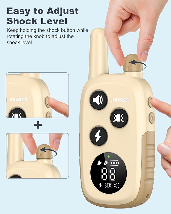 Jugbow Dog Shock Collar - 4200FT Dog Training Collar with Remote for 5-120 lb Large Medium Small Dogs, Rechargeable Waterproof IPX8 E Collars with Beep (1-3) Vibration(1-3) Safe Static(0-99)