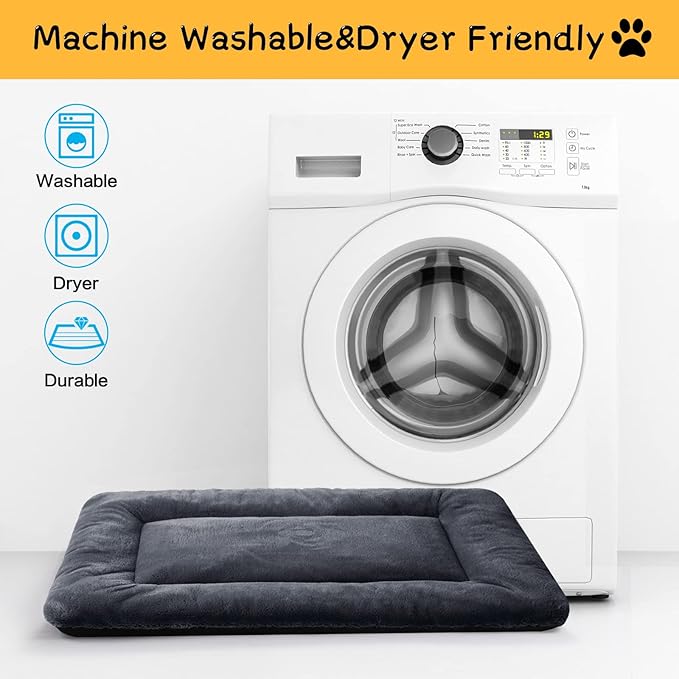 Ultra Soft Dog Bed & Kennel Pad for Metal Crates, Washable & Anti-Slip, Cozy Sleeping Mat (36in, Dark Gray)