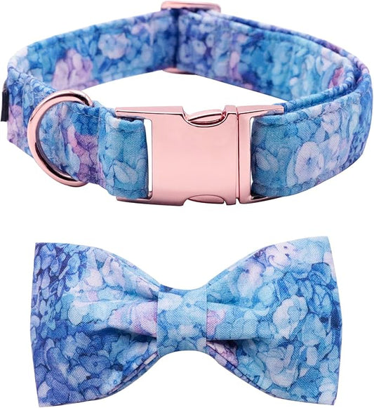 Lionet Paws Dog Collar with Bowtie, Flower Bowtie Collar for Girl,Adjustable Comfortable Dog Collar Gift for Puppy Small Medium Large Dog