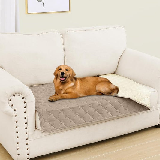 Smiry Waterproof Dog Bed Cover Blanket, Soft Reversible Pet Blanket, Washable Leakproof Cats Dogs Couch Cover for Sofa, Couch, Furniture (30x53 Inch, Taupe/Beige)