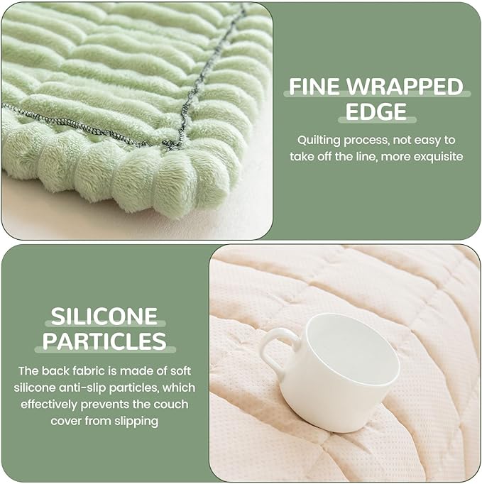 OTOB Dog Couch Cover Protector, Washable Non Slip Pet Friendly Sofa Cover for Dogs, Fuzzy Pet Furniture Couch Covers for Sofa, Boho Soft Furniture Covers (27.6" x 47.2", Matcha Green)