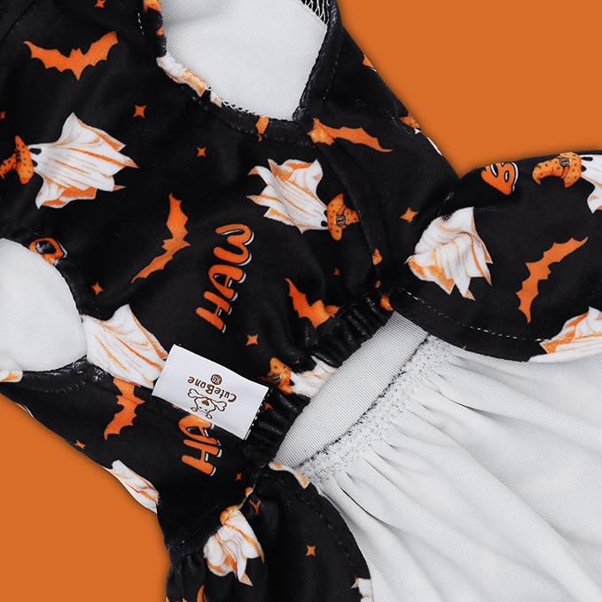 CuteBone Turtleneck Dog Velvet Dress Halloween Puppy Skirt Costume Pet Clothes Cat Apparel with Bow Hair Rope for Small Dogs CVD17XS