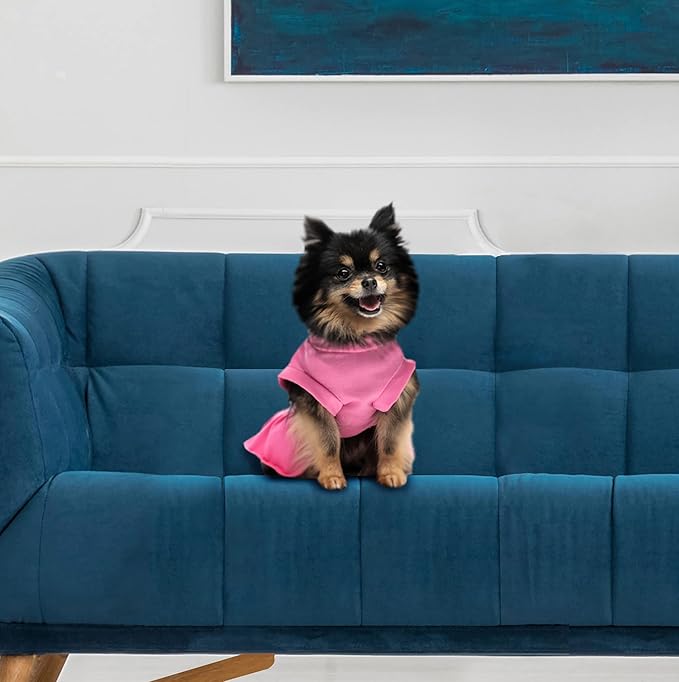 Juicy Couture Bling it On Cheer Dog Dress ā Pullover Design Puppy Shirt with Elasticated Waistline and Flared Skirt, Doggie Clothes for Convenient Bathroom Breaks, Small (5-7 lbs.)