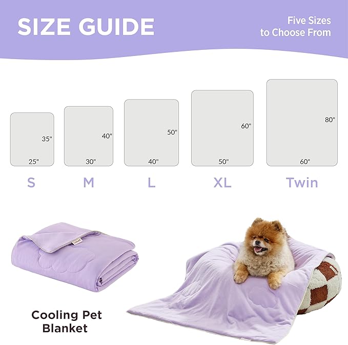 Lesure Premium Cooling Dog Blankets for Bed - Washable Dog Cooling Throw Blanket with Q-MAX>0.4,Durable Self Cooling Pet Mat, Soft Cooling Summer Blanket for Hot Weather, Purple, 60x80