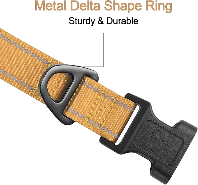 Joytale Reflective Dog Collar,Soft Neoprene Padded Breathable Nylon Pet Collar Adjustable for Puppy and Small Dogs,Khaki,XS
