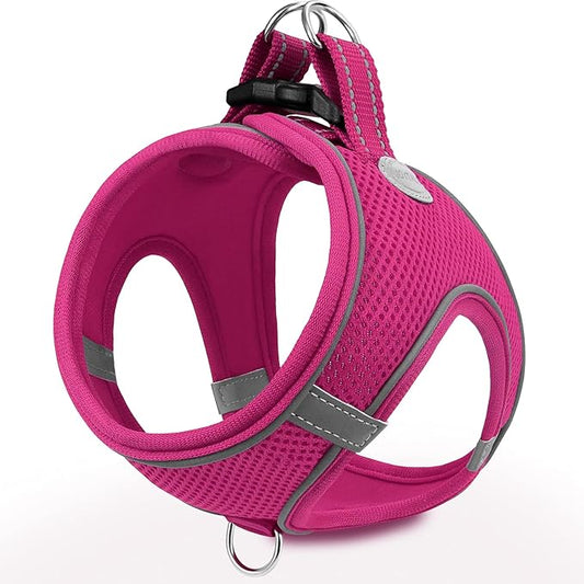 Joytale Small Dog Harness, Breathable Mesh Step-in Vest, Reflective Soft Padded Harnesses for Puppies and Extra Small Dogs, Hot Pink, XS