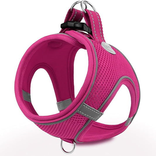 Joytale Small Dog Harness, Breathable Mesh Step-in Vest, Reflective Soft Padded Harnesses for Cats and Puppies Dogs, Hot Pink, XXXS