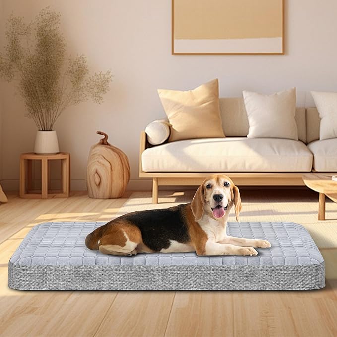 Heeyoo Large Dog Bed, Inflatable Dog Bed for Large Dogs with Removable & Washable Cover, Orthopedic Dog Crate Pad with Anti-Slip Bottom, Portable Foldable Pet Bed for Indoor & Outdoor, Travel, Camping