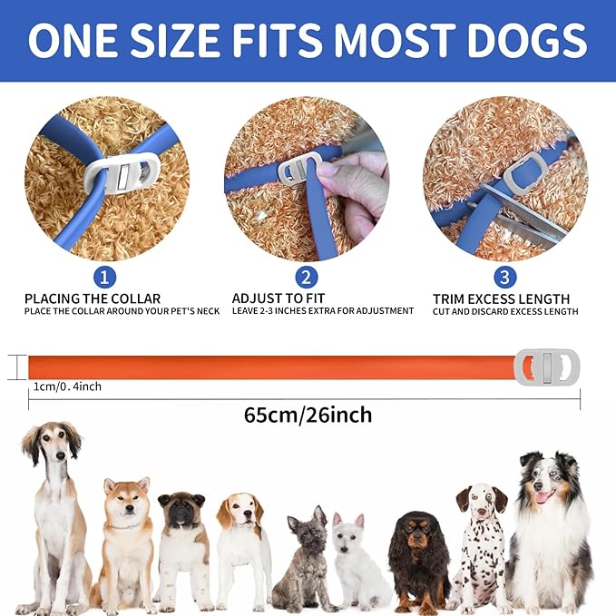 4 Pack Flea Collar for Dogs, 32 Months Flea and Tick Prevention for Dogs, Waterproof Dog Flea Collar, Dog Flea and Tick Treatment, Adjustable Flea and Tick Collar for Dogs Puppy -Blue & Orange