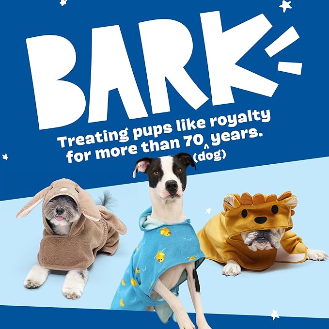 Barkbox Dog Bathrobe Fast Drying with Hook and Loop Closure & Wrap Tie Snuggle, Cute Dogs Clothes, Easy to Clean, Machine Washable, Dog Coats and Tumble Dry Low - Bunny, Small