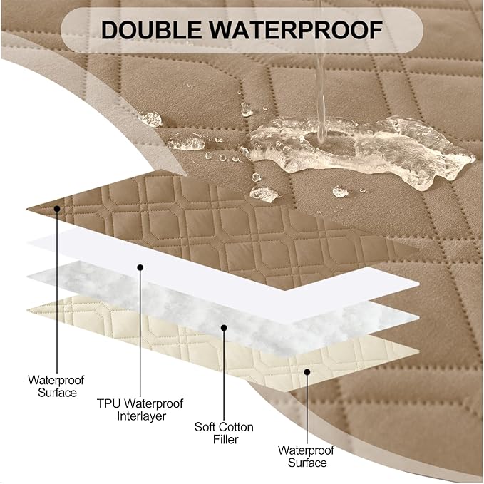 Smiry Waterproof Dog Blanket, 52x82 Inch Soft Pet Bed Cover Reversible, Washable Sofa Couch Furniture Protector for Small Medium Large Dog Puppy Cat, Camel/Beige