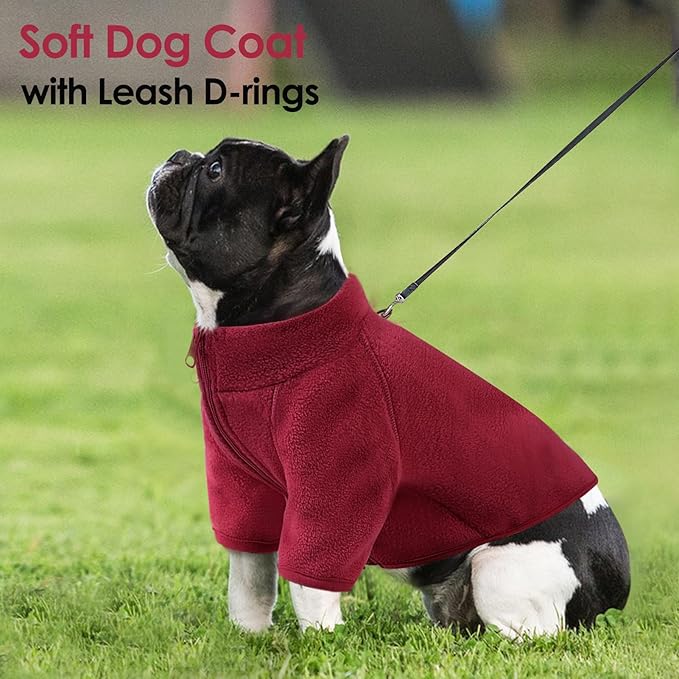 AOFITEE Warm Dog Sweater, Fleece Jacket for Male/Female Medium Dogs, D-Ring, Turtleneck, XL