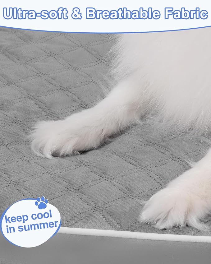 KSIIA Orthopedic Dog Bed Medium Size Dog with Removable Machine Washable Cover Waterproof Crate Pad with Egg Crate Foam and Non-Slip Bottom, 29x18 Inch, Light Gray