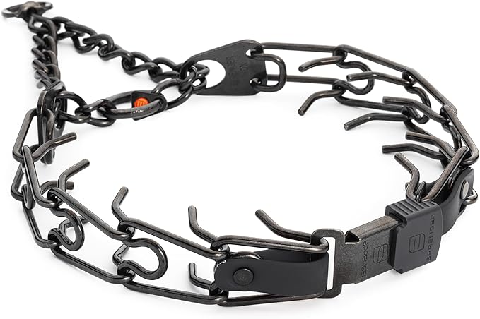 Herm Sprenger Black Stainless Steel Dog Collar with Quick Release ClicLock Buckle and Biothane Insert Training Collar Made in Germany (Black, 25in x 4.0mm(Neck Size up to21-22in))