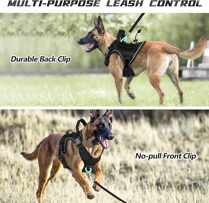 WINGOIN Black Tactical Dog Harness for Small Dogs, Heavy Duty No Pull Harness with Handle, Adjustable Reflective Military K9 German Shepherd Small Size Pet Vest for Training, Walking, Hiking (S)