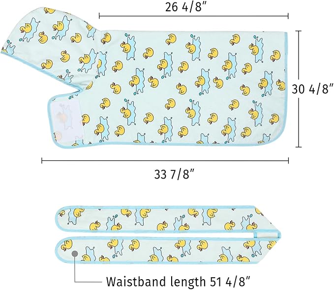 HDE Dog Bathrobe Super Absorbent Quick Drying Towel with Hood for All Dog Breeds Sizes S-XXL - Rubber Duck Puddles - XL