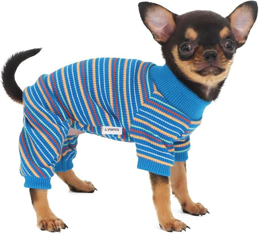 LOPHIPETS Dog Pajama Onesie for Small Dogs Teacup Chihuahua Yorkie Puppy Cat Clothes Apparel-Blue/XXS