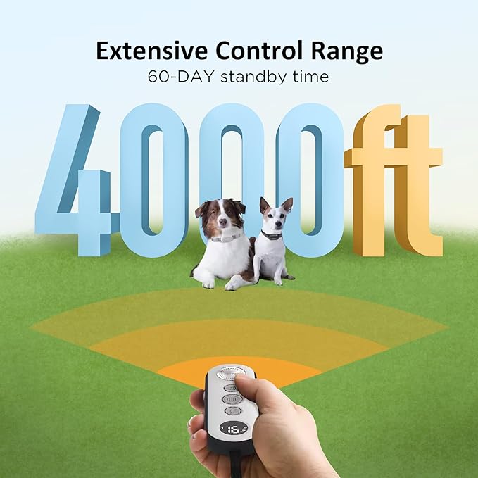 PATPET Shock Collar for Dogs(10-120lbs), 4000ft Rechargeable IPX7 Waterproof Training Collar with Remote for 2 Dogs- Electric Dog Collar for Small Medium Large Dogs 2 Packs