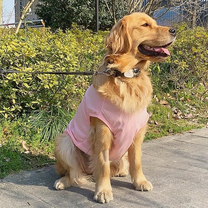 ANIAC Pink XL Dog Shirt for Girl Boy Solid Cotton Dog T-Shirt Summer Basic Tank Top Breathbal Sleeveless Doggy Vest Cooling Pet Clothes for Large Breed 85-110 LB (Pink1, 8XL)