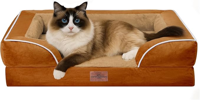 Comfort Expression Small Dog Beds Waterproof Orthopedic Foam Sofa Beds for Small Dogs Comfy Pet Bed with Washable Removable Cover & Non-Slip Bottom(XX-Small,Caramel)