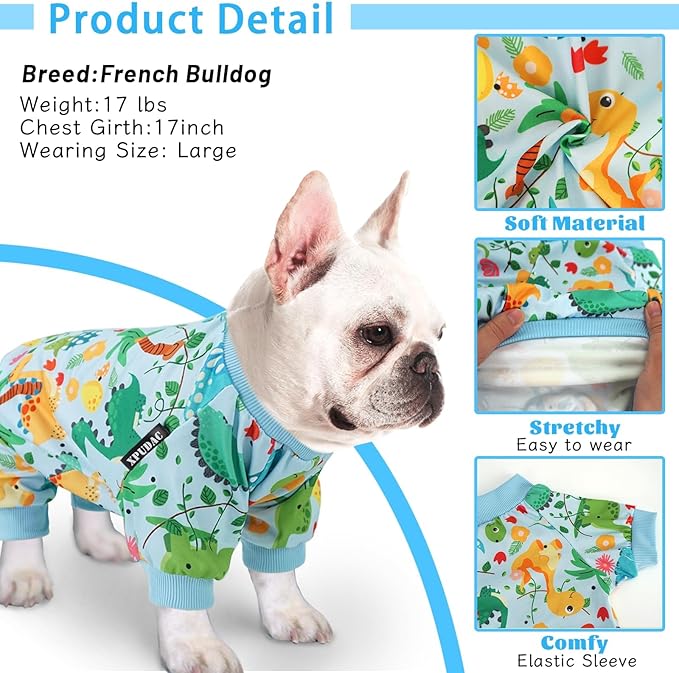 XPUDAC 4 Pack Dog Pajamas Soft Strechy Summer Doggie Clothes for Small Medium Dogs Boy Girl Cat Apparel-Mediwum