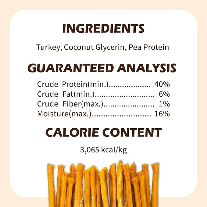Afreschi Soft Turkey Stick Dog Treats – 6oz, USA-Sourced, All-Natural, Hypoallergenic, High-Protein, Low-Fat, Healthy & Easily Digestible, Puppy & Training Snack