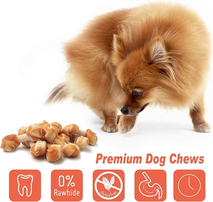 Premium Dog Chew Bones, Made with Real Chicken, Rawhide Alternative, Made with Limited Ingredients, Highly Digestible (Mini 18pcs/Pack)