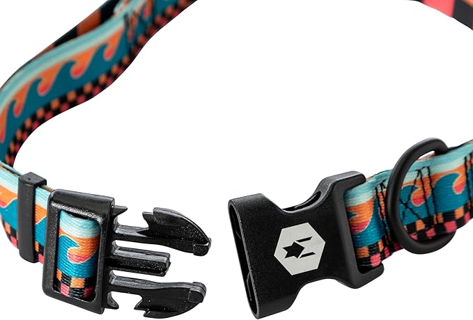 Wolfgang Heavy Duty, Adjustable Dog Collar with Quick Release Nylon Buckle for Walking & Training, BuenaOnda Print, Small