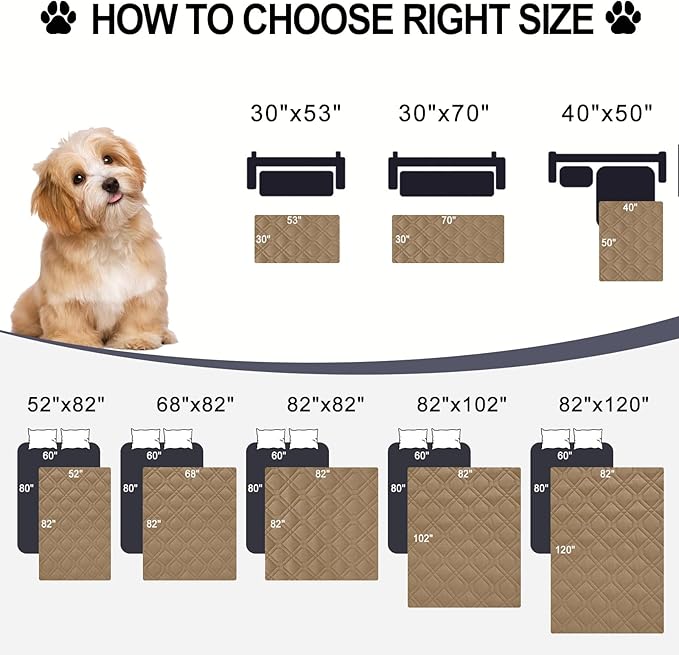 Smiry Waterproof Dog Blanket, 30x53 Inch Soft Pet Bed Cover Reversible, Washable Sofa Couch Furniture Protector for Small Medium Large Dog Puppy Cat, Camel/Beige