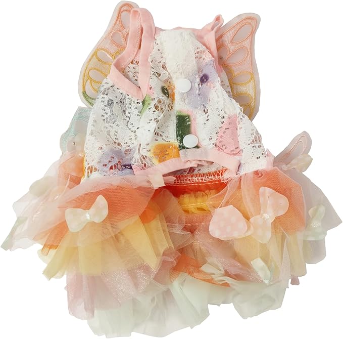 Breathable Mesh Colorful Pet Costume with Butterfly Wings for Cats, Dogs, Rabbits-1PC (Orange, X-Large)