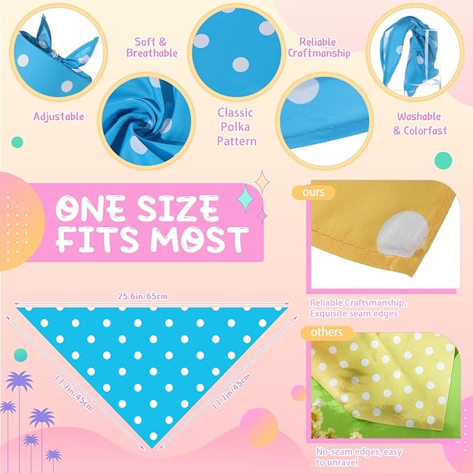 Sweetude 100 Pcs Polka Dot Dog Bandanas Bulk Dog Triangle Scarf Pet Bibs Adjustable Cat Outfit Washable Cat Accessories Grooming Supplies Costume for Small to Medium Girl Boy Pet