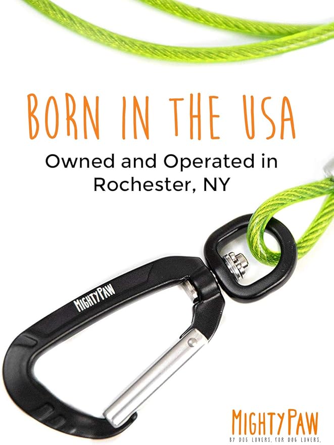 Mighty Paw Dog Leash - Anti Biting Pets Leashes - Chew Proof Metal Cable - Ideal for Large Dogs and Teething Puppies - Braided Cord with Padded Handle - Six Foot - Green