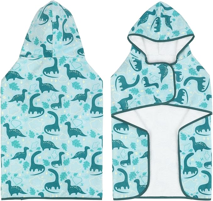 HDE Dog Bathrobe Super Absorbent Quick Drying Towel with Hood for All Dog Breeds Sizes S-XXL - Dinosaurs - L