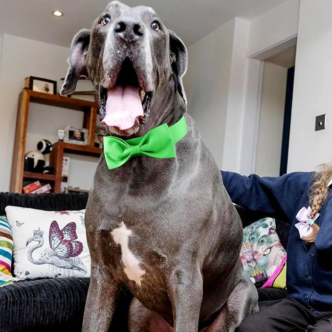 Segarty Bow Tie for Dogs, Adjustable Green Bowtie Collar for Extra Large Dogs, Durable Dog Neck Tie Tuxedo Comfortable Cotton Boy Pets Grooming Accessories for Formal Wedding Holiday Birthday Gift