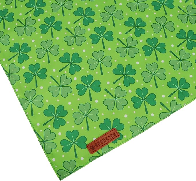 ADOGGYGO St. Patrick's Day Dog Bandana, Green Shamrock Pet Scarf, Adjustable Fit Saint Patrick Bandanas for Small Dogs (Small)