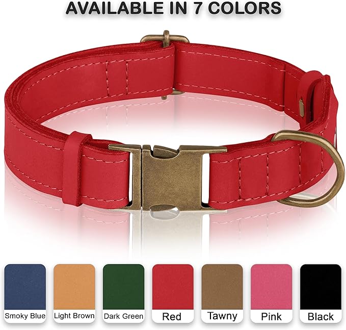 AirTag Dog Collar - Genuine Leather Dog Collar with Apple AirTag Holder and Metal Buckle - Smart GPS Tracking Pet Collars for Small Medium Large Dogs Puppy (Red, XS, 9"-12" Neck Fit)