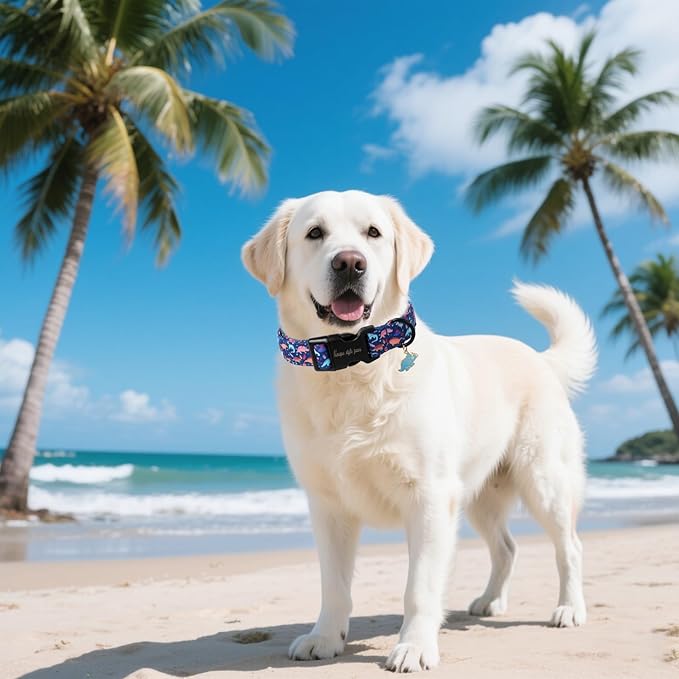 Unique style paws Dog Collar Plastic Buckle with Pendant Blue Dinosaur Park Puppy Collars for Small Medium Large Boys Girls Dogs