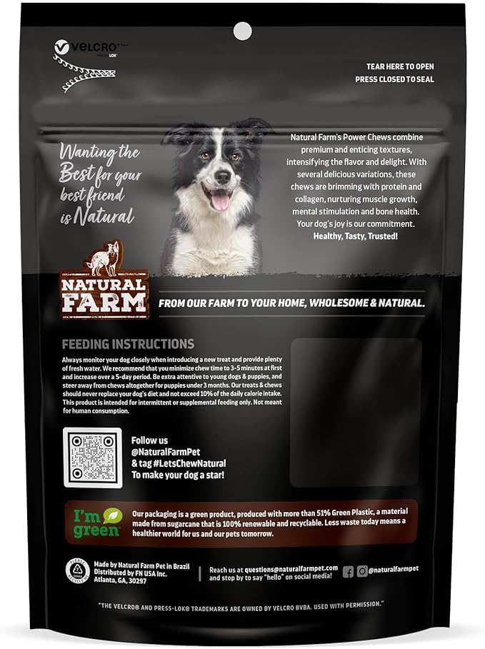 Natural Farm Braided Power Bully Sticks Dog Chews (6”, 5-Pack), 2-in-1 Power Chews: Premium Beef Cheek Wrapped in Beef Pizzle, Braided Together for a Very Long Lasting Chew, Great for Medium Dogs